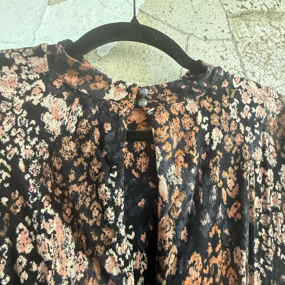Free People Heartbeat Mini Dress Long Sleeve Black Floral Boho Romantic Party XS - Picture 8 of 10